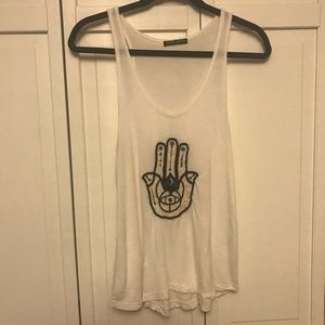 Brandy Melville White Hamsa Tank Top